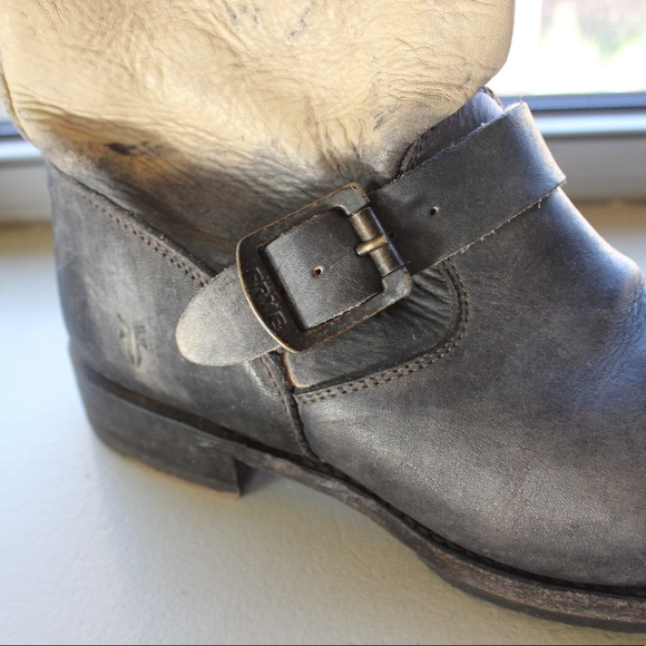 Frye two tone leather motorcycle boot - Picture 2 of 7